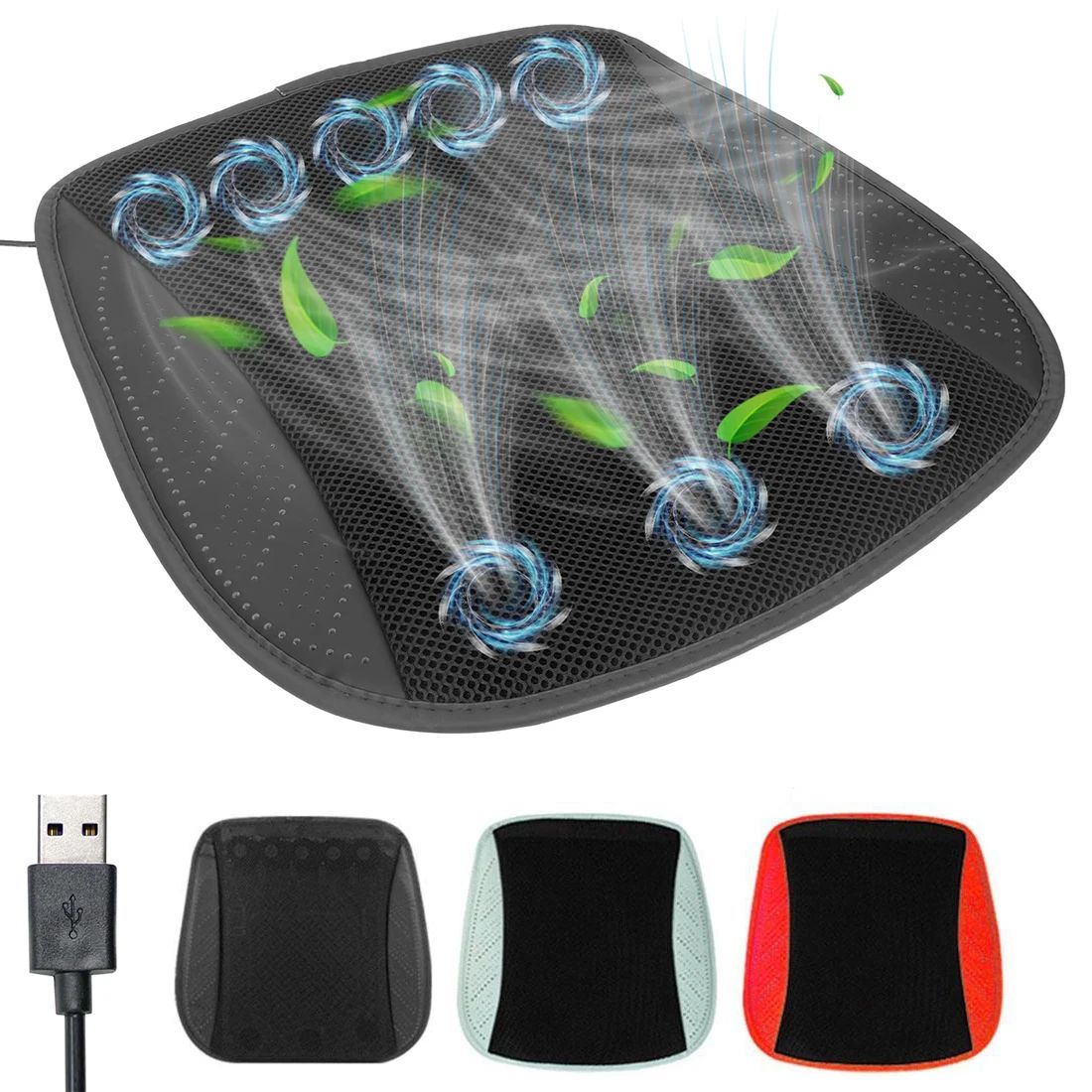 Universal Car Cooling Seat Cushion With Fans 8 Fans blue cotton spring And Summer