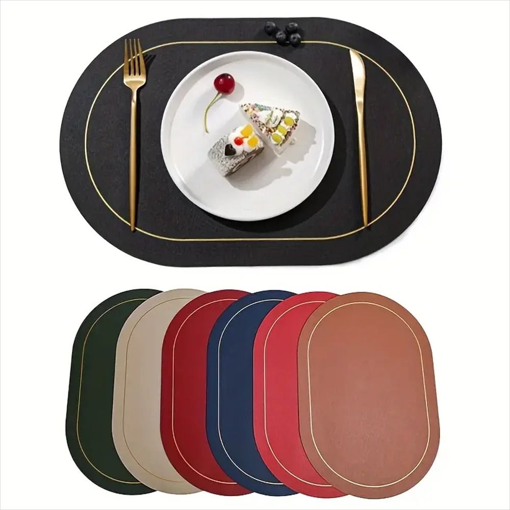 Premium Faux Leather Placemats Reversible Nordic Style Heat Resistant & Wipeable Table Mats black 1 Pc