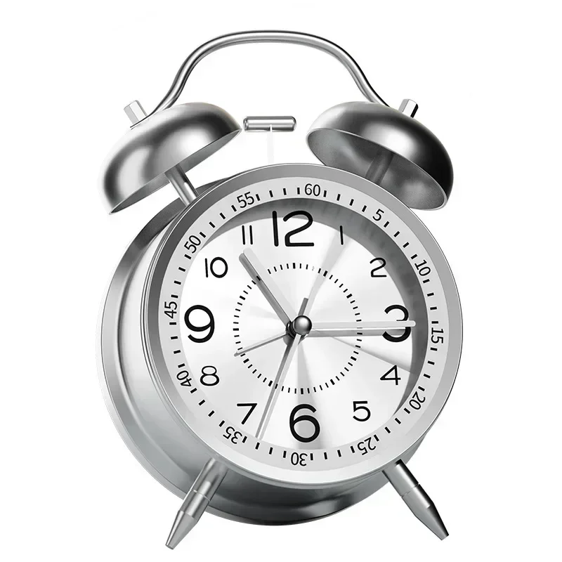 Twin Bell Loud Alarm Clock With Metal Frame And 3D Dial, Battery Operated Desk Table Clock With Backlight black