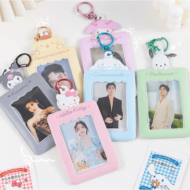 Kawaii Anime Card Holder Keychain Cute Photo ID Pendant For Bags And Backpacks 10pcs pochacco
