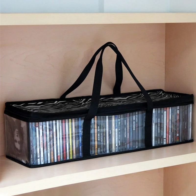 Large Clear DVD And CD Storage Holder With Zip Closure And Carry Handle 1 Pc