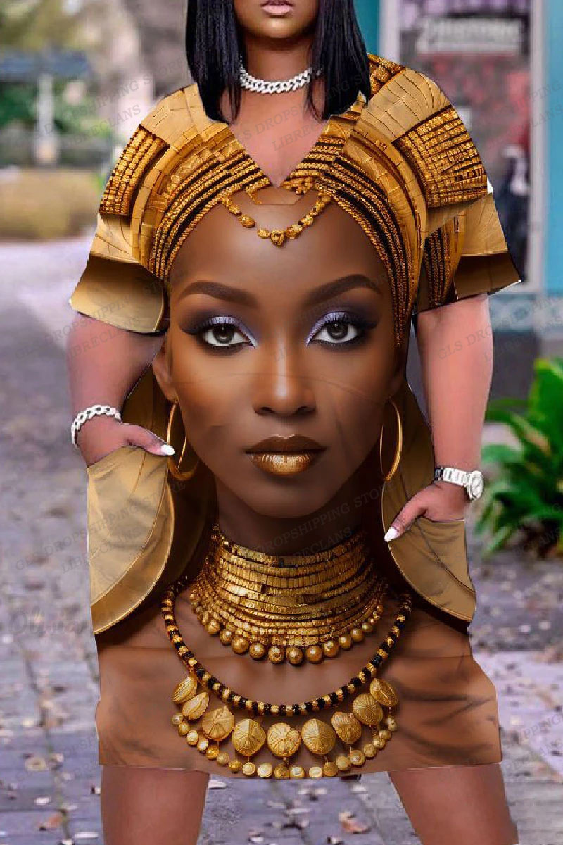 Elegant Loose V Neck Short Sleeve Women Dress For Beach Parties c s