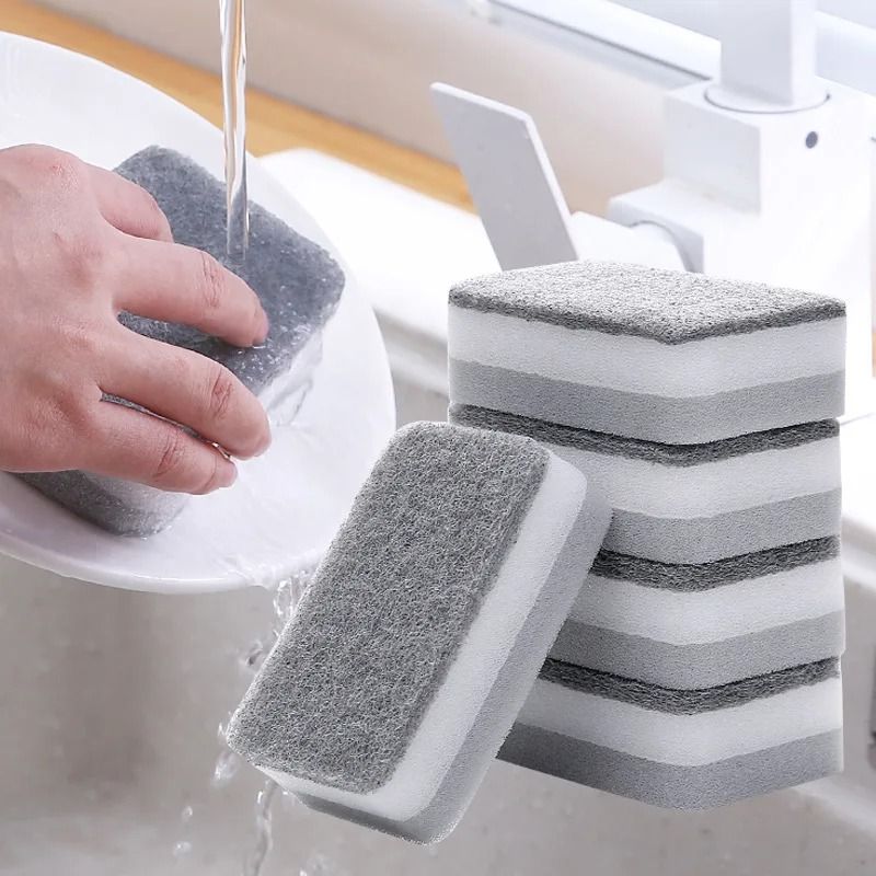 Double Sided Household Scouring Pad And Kitchen Dishwashing Sponge Set a
