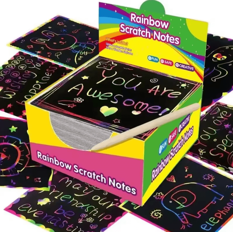 100 Sheet Magical Scratch Memo Boxes Rainbow Scratch Mini Art Notes For DIY Fun 100 Sheets