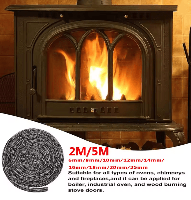 Heat Resistant Wood Stove Door Gasket Fiberglass Fireplace Seal Tape 16mmx5m