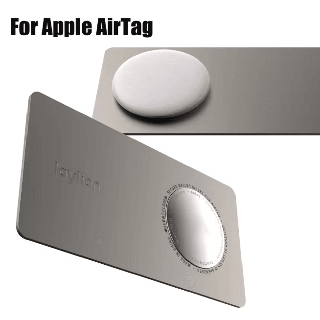 Ultra Thin Airtag Wallet Holder Aluminum Card Insert Case silver