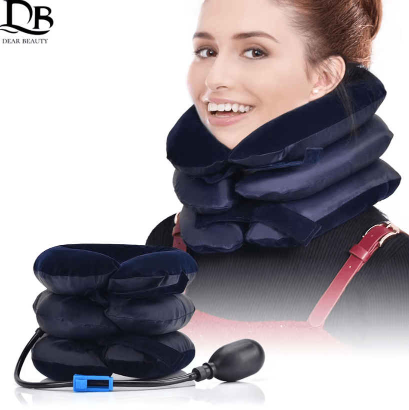 Inflatable Neck Collar Pillow For Cervical Posture Correction And Pain Relief coffee