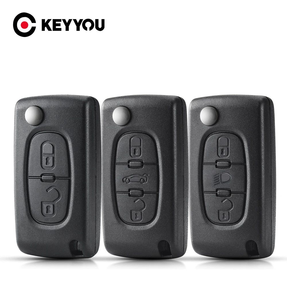 KEYYOU Peugeot Key Shell Flip Folding Replacement Remote Key Case for Citroen e