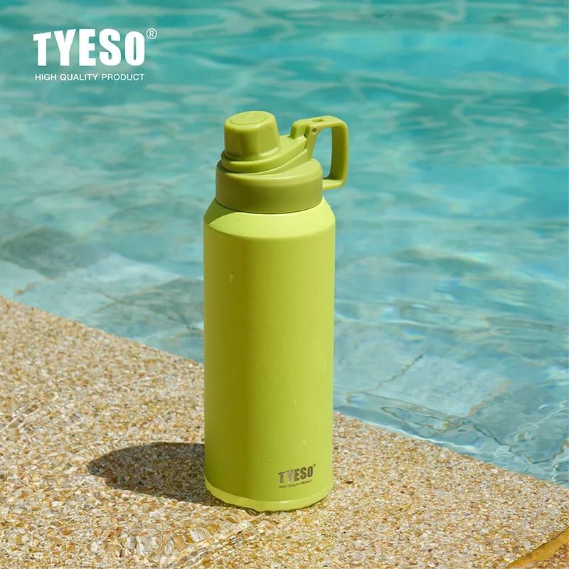 TYESO Large Capacity Sports Thermos Matte Stainless Steel Outdoor Water Kettle white 1200 Ml