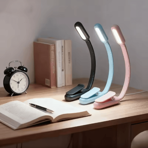 Mini Rechargeable Book Light USB Clip On Reading Lamp With Adjustable Brightness blue Charge 3pcs