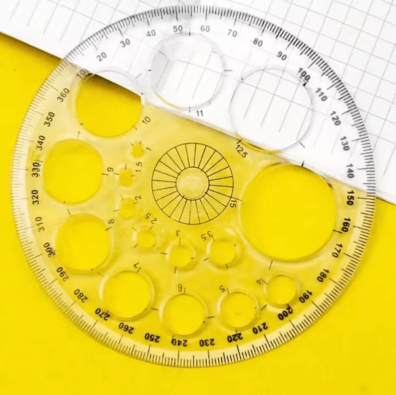 360 Degree Rotating Round Ruler With Circles And Degrees For Drafting Patchwork Office And School clear