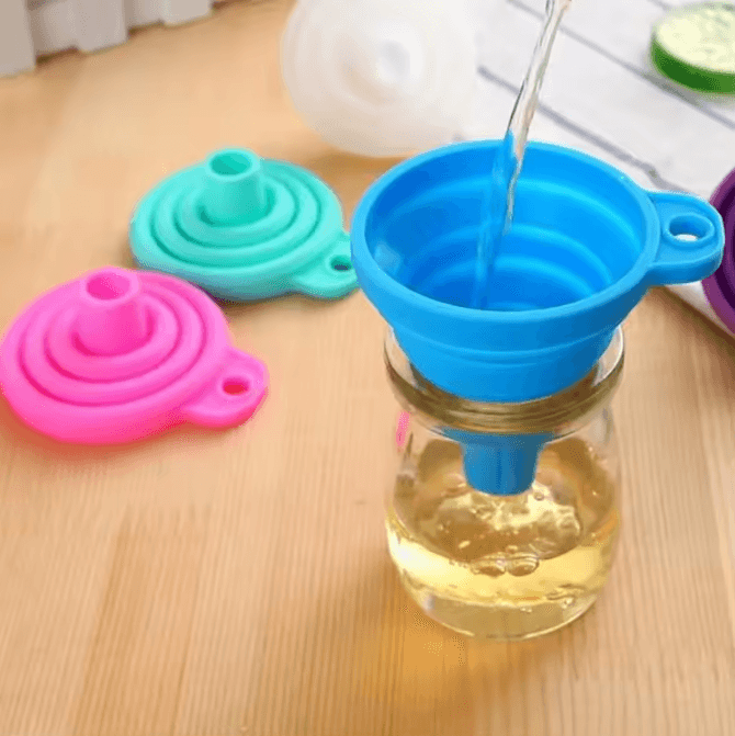 Mini Silicone Collapsible Funnel Mini Foldable Funnel For Portable Kitchen Funnel Use (Fuel, Oil, Beer, Hopper Accesso pink And Blue