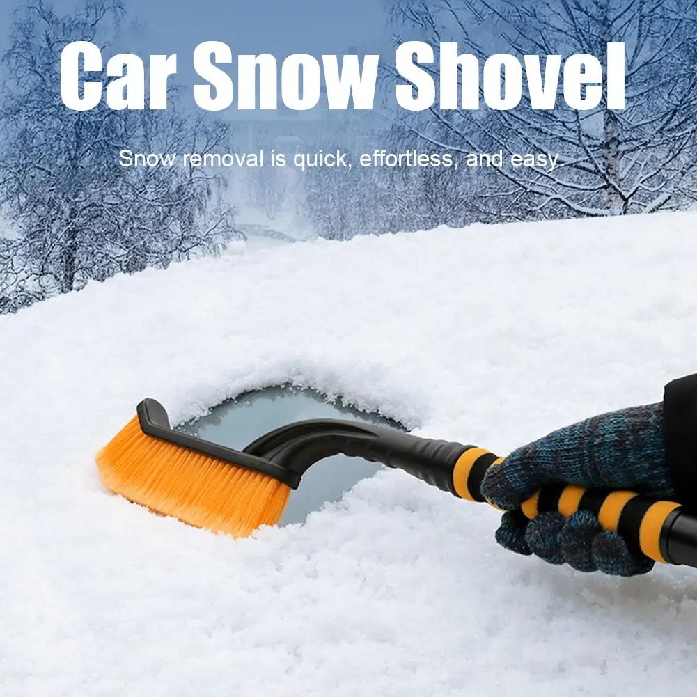Rotating Handle Car Snow Shovel & Ice Scraper Removable Winter Deicing Tool For Windshield Defrosting & Snow Removal yellow