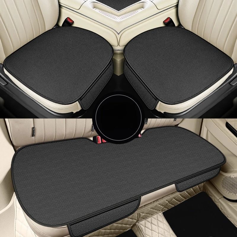Summer Breathable Cooling Car Seat Cover High Elasticity Ventilation Cushion gray Three piece