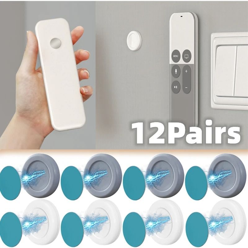 Magnetic Wall Mount Remote Control Invisible Holder And Strong Organizer Hooks 6 Pairs Gray