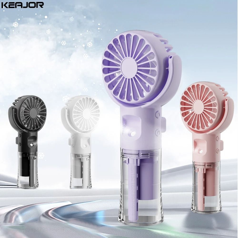Portable Water Mist Fan USB Rechargeable Handheld Cooling Fan With Neck Strap all Colors
