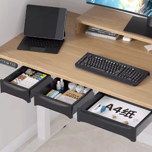 Hidden Under Desk Storage Drawer No Drill Stationery Organizer For Home And Office l Black 2.05in