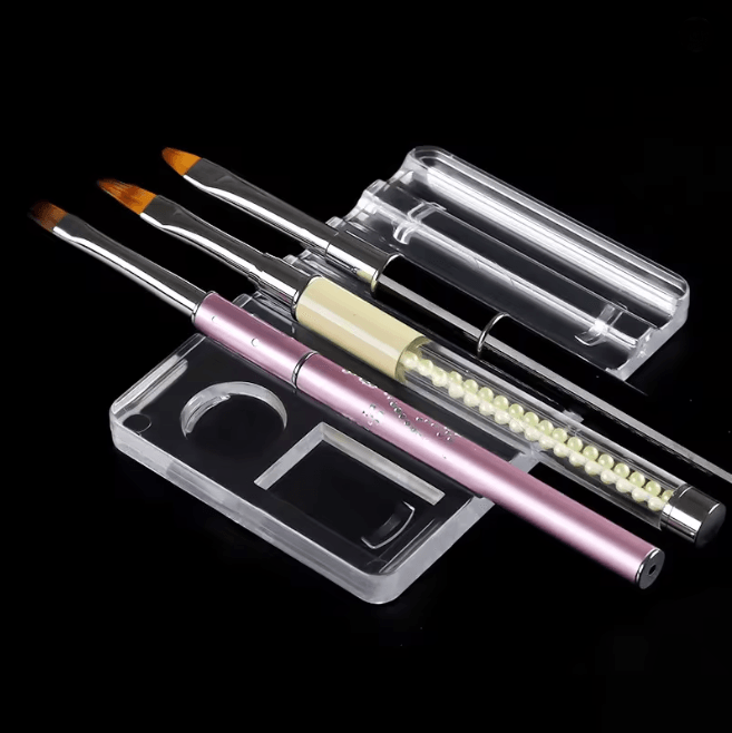 Acrylic Nail Art Pen Holder With Color Palette 5 Compartment Organizer Stand black