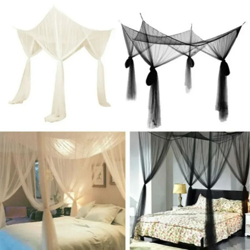 Four Door Mosquito Net Canopy Bed Net For King Queen Beds white