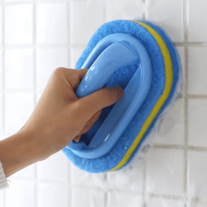 Household Cleaning Brush Self Squeezing Scrub Brush With Handle For Kitchen & Bathroom Scrubbing Tool 4pcs Blue