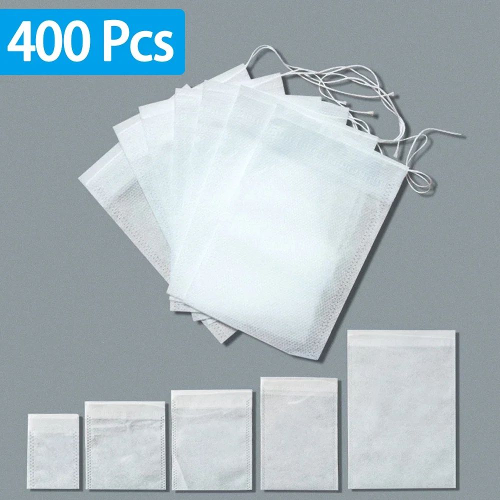 Heat Seal Empty Tea Bags With String (Disposable Tea Filter Bags For Loose Leaf & Herbs) 200pcs 2.36 3.15 In