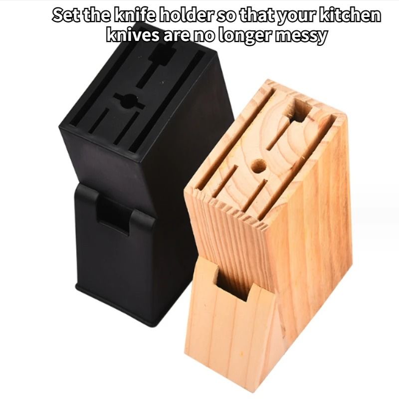 Universal Wooden Multi Slot Knife Block Eco Friendly Kitchen Tool Organizer black