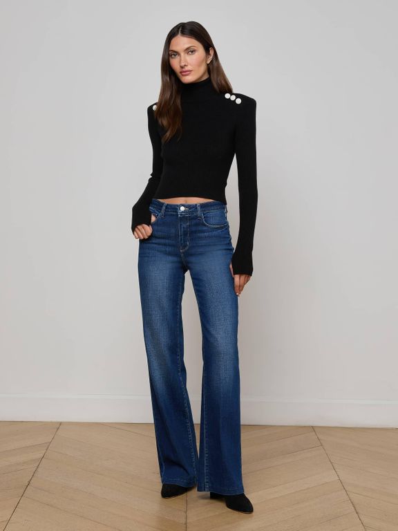 Scottie Wide-Leg Jean - Blue - L'Agence Jeans