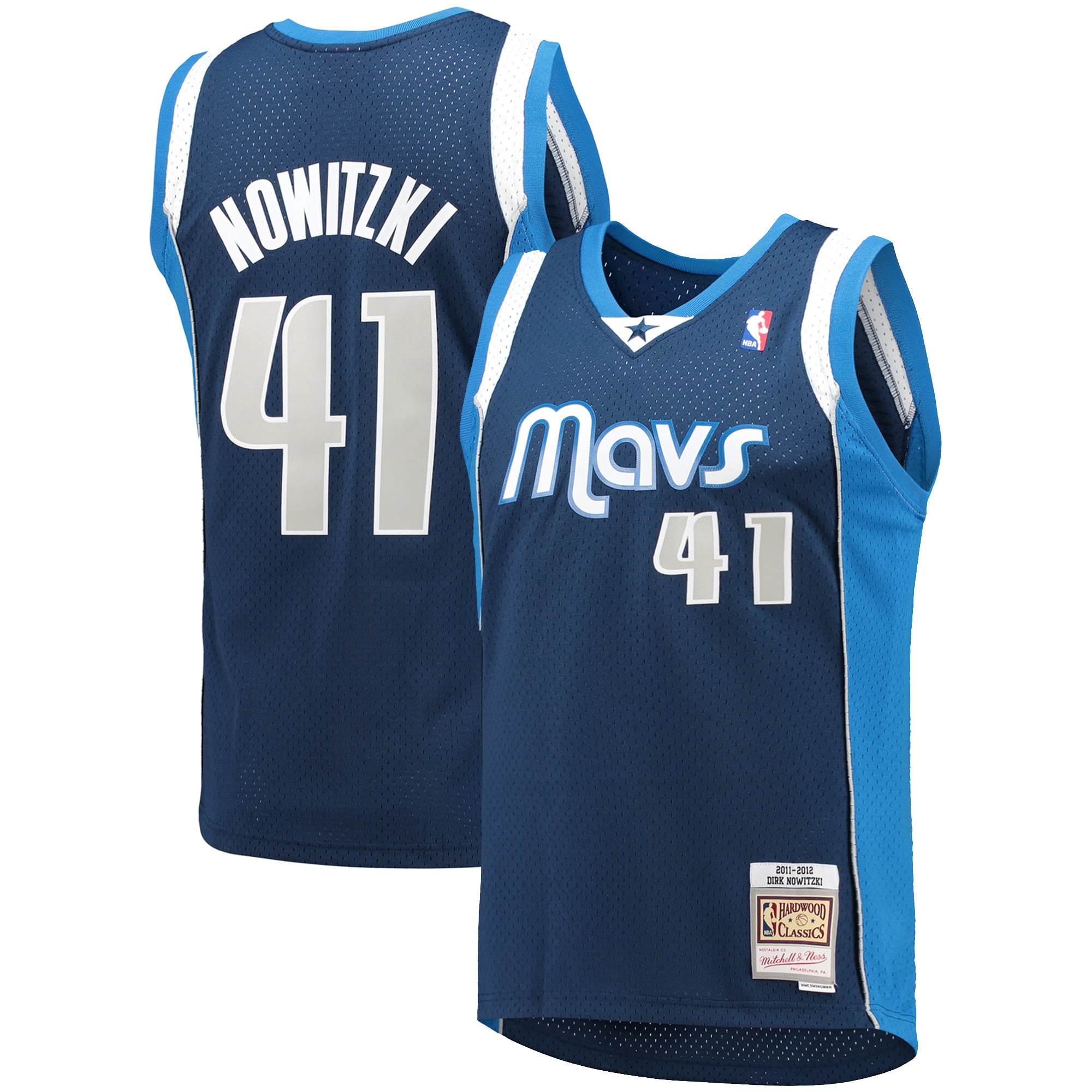 Mitchell & Ness Dirk Nowitzki Herren-Swingman-Trikot in Marineblau, Dallas Mavericks 2011/12 Hardwood Classics
