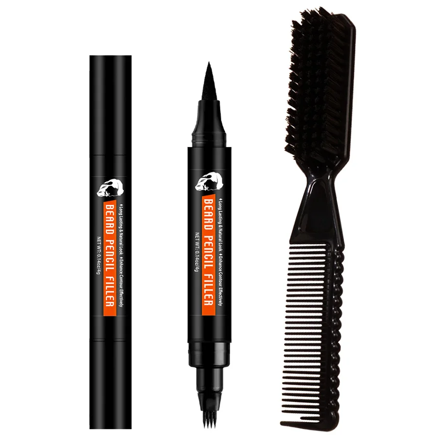 Bart Füllung Stift Schnurrbärte Enhancer Pinsel Schnurrhaare Färbung Gestaltung Werkzeuge Wasserdicht Schwarz Haar Bleistift Mann Heißer Verkauf Kosmetik Image