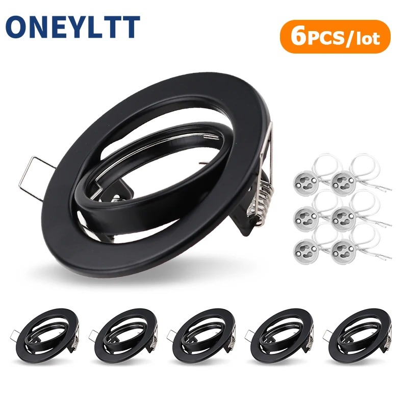 Weiße/schwarze LED-Strahler mit Rahmen, verstellbares Downlight-LED-Halter, Ausschnitt 70 mm für MR16 GU10-Glühbirnenfassung, LED-Einbaustrahler Image