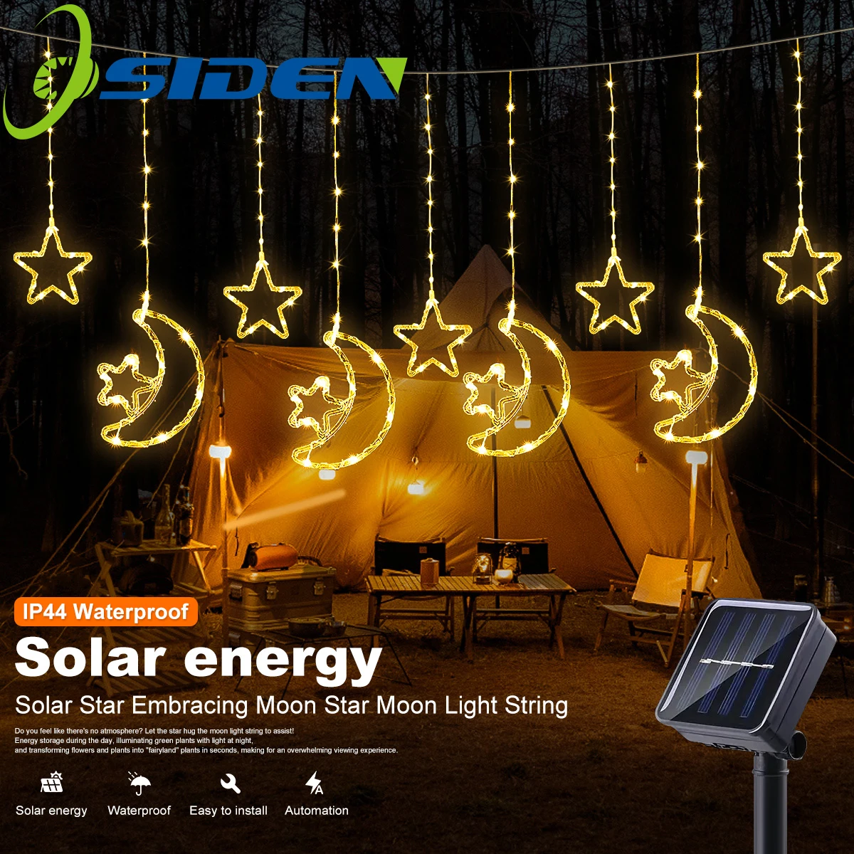 3M Solar Stern Mond Licht String 120LED Außen Beleuchtung Lichterketten 8 Modi für Ramadan Hochzeit Party hause Dekoration