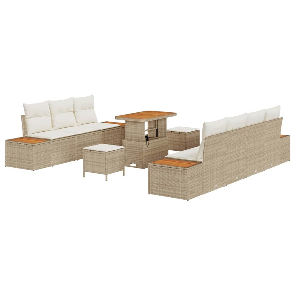 vidaXL Garten-Sofa-Set mit Kissen 10 pcs Beige Poly Rattan Image