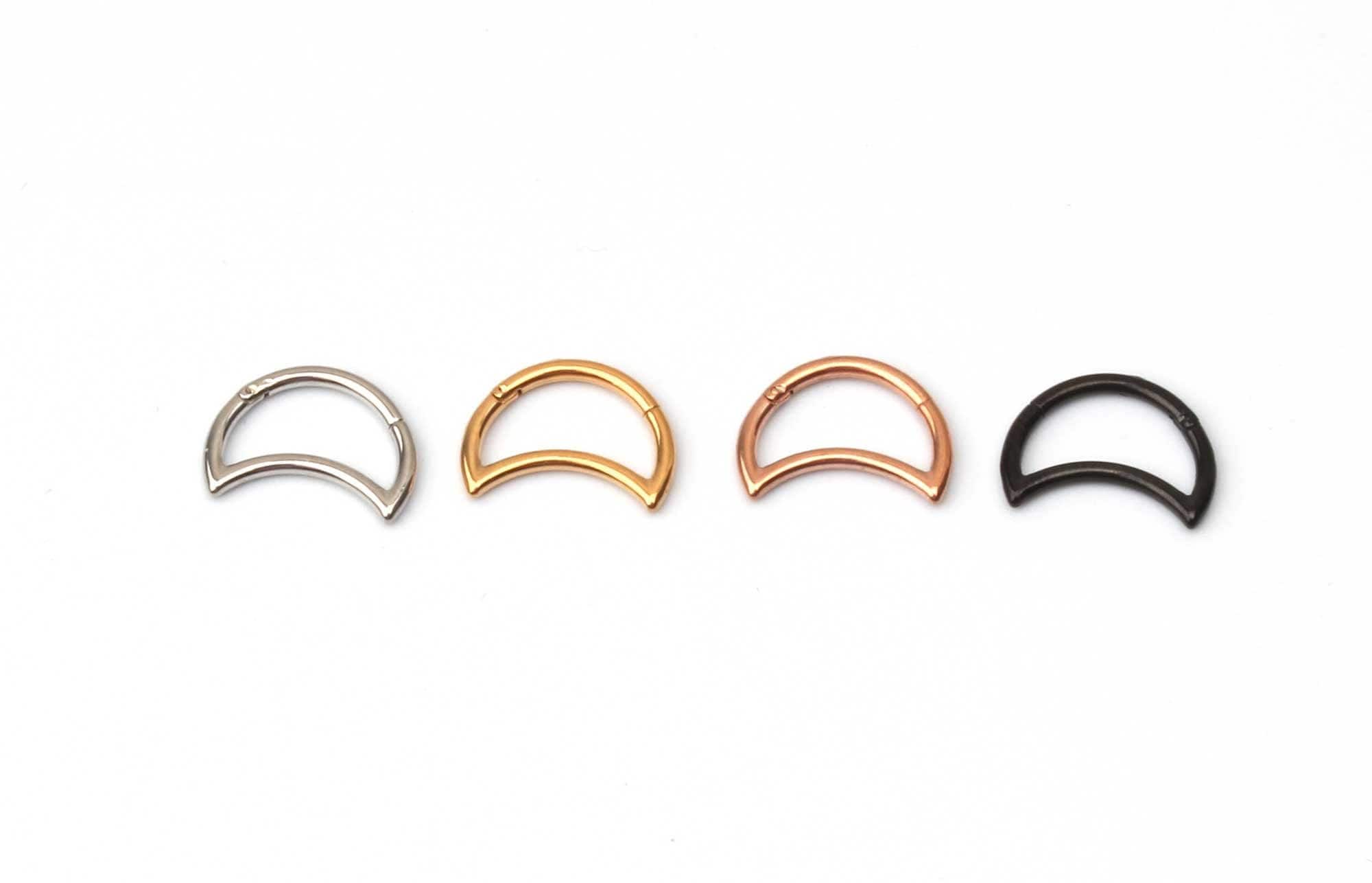 Anello di chiusura a mezzaluna da 16 g, orecchino daith, anello a cerchio con segmento incernierato, anello a elica, anello a mezzaluna con clic, acci