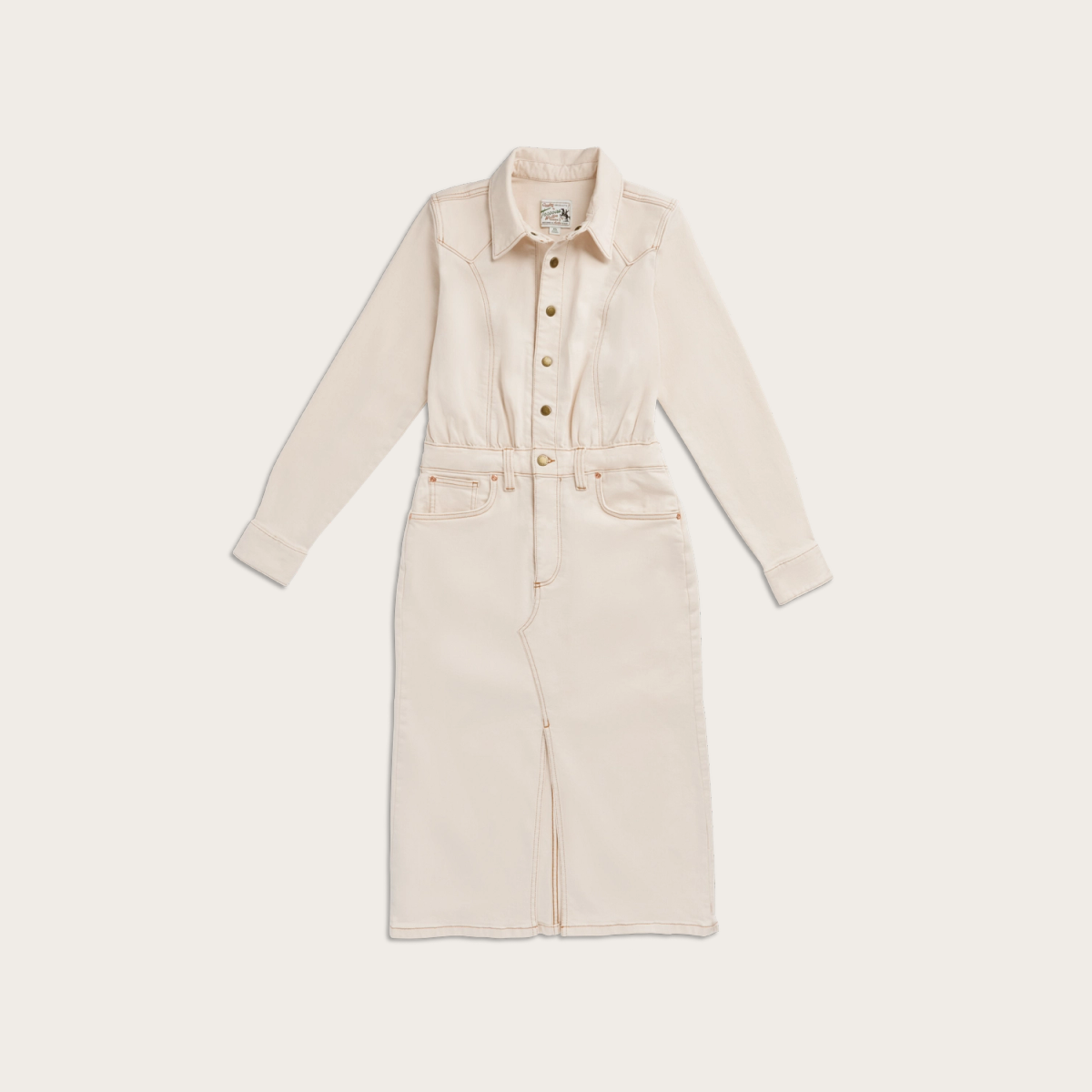 Tecovas Women's Long Sleeve Natural Denim Midi Dress, Size XS