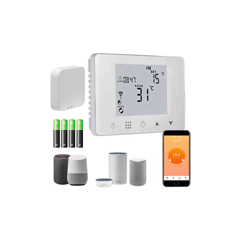 Cronotermostato Wifi A Batterie Programmabile Smartphone App Alexa Google Termostato Caldo/freddo Da Parete O Box 503 Con Gateway Zigbee Smart Life Tuya Ed Altre App