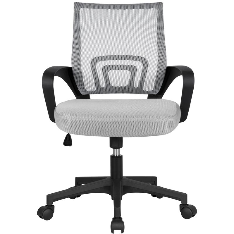 Yaheetech - Sedia Da Ufficio Per Scrivania Ergonomica Reclinabile Girevole Altezza Regolabile Con Rotelle Direzionale E Braccioli In Rete Traspirante Grigio
