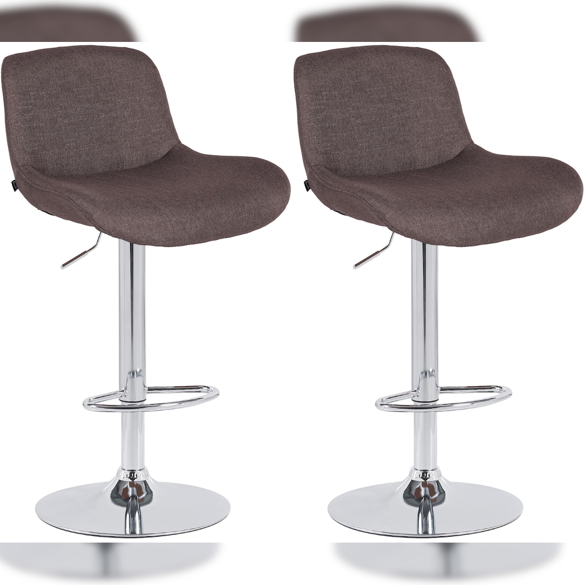 DELUKE 2er Set Barhocker PONOR - Stoff Dunkelbraun 50x50x85 cm Silber | Barstuhl Höhenverstellbar Mit Lehne Drehbar Tresenhocker Tresenstuhl Kneipenhocker Image