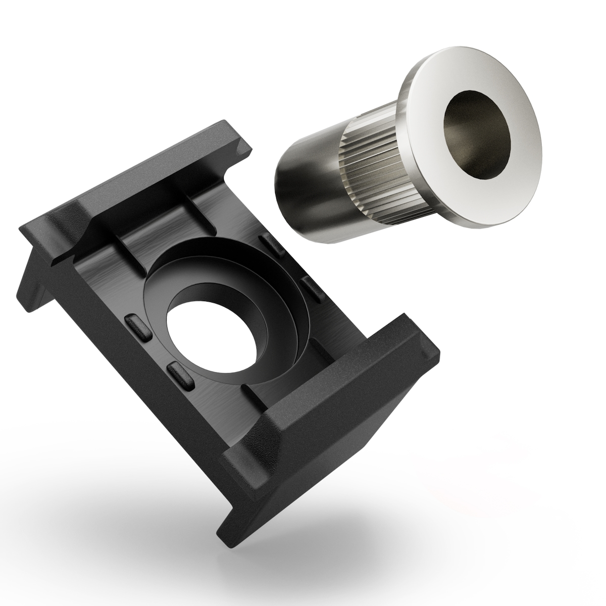 Qualinos 10x Schwarz (9005) Ersatzteil-Set für Doppelstabmatten Klemmbock 40mm und V2A Nietmutter ohne Schraube Image