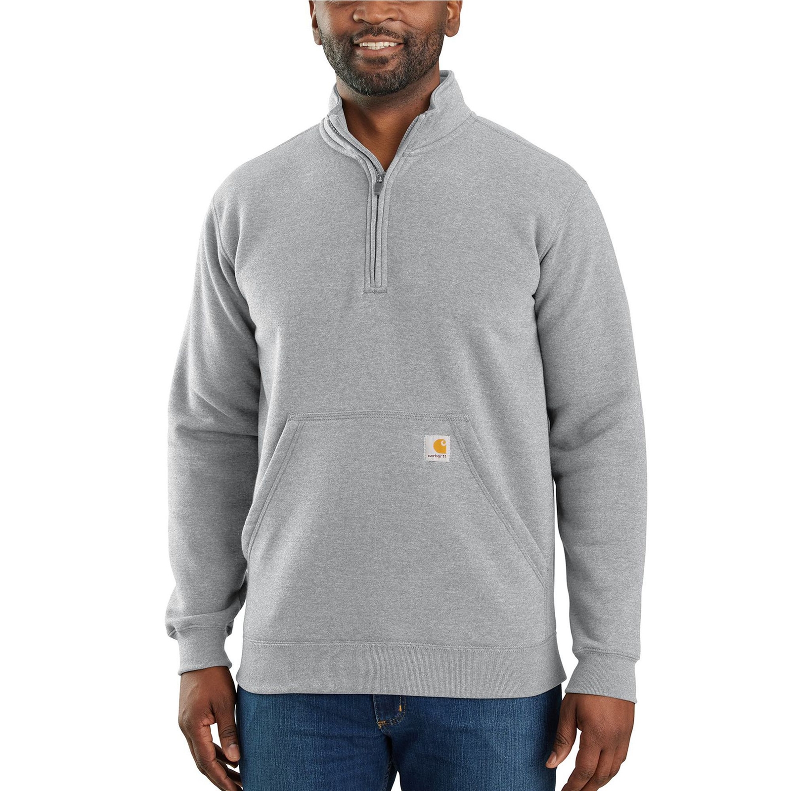 Carhartt Men's Marquette 1/4 Zip Mock Neck Sweatshirt (Size 2XT) Heather Grey, Poly + Cotton