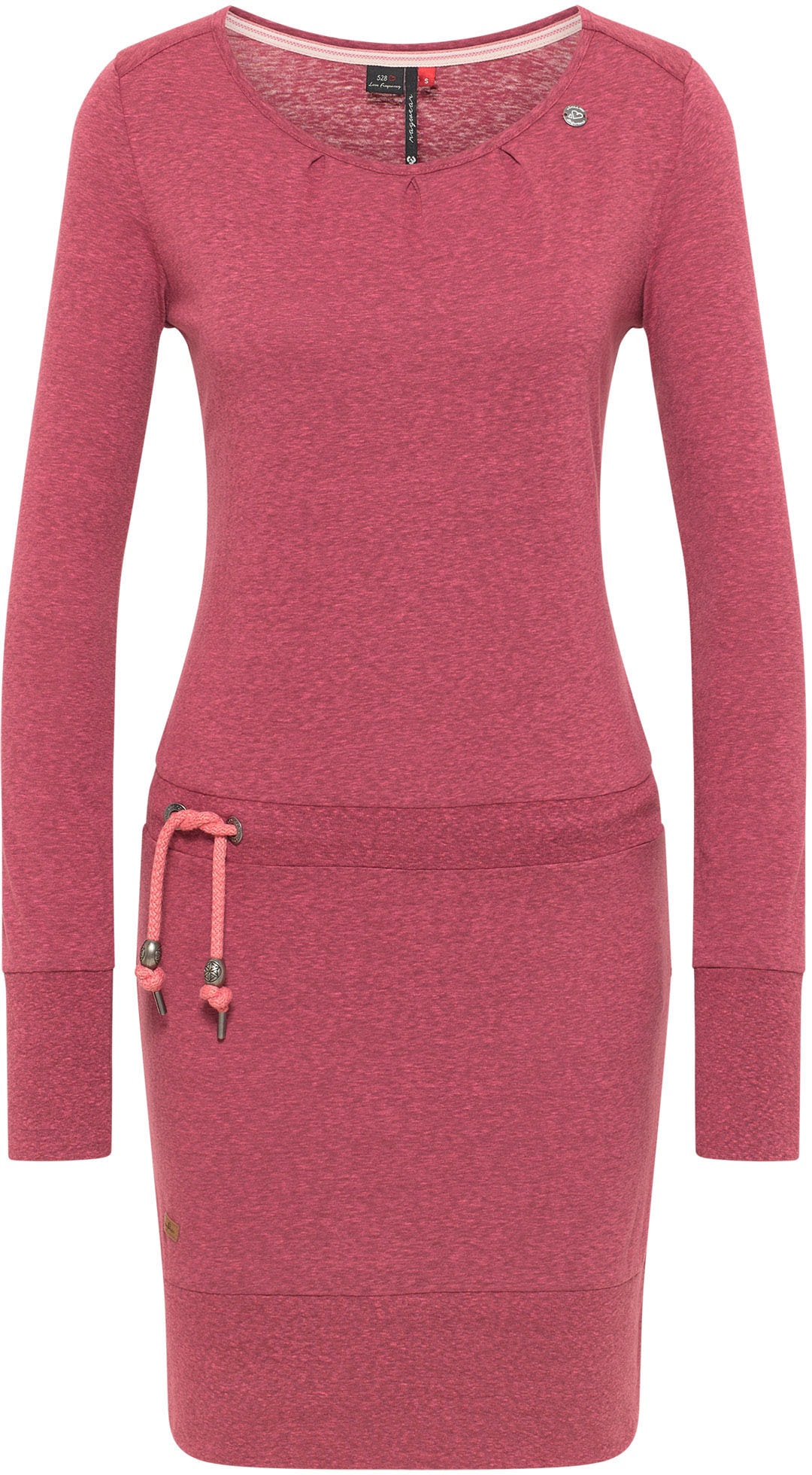 Jerseykleid RAGWEAR "ALEXA", Damen, Gr. XL (42), N-Gr, rose 4041, Single Jersey, Obermaterial: 50% Polyester, 38% Baumwolle, 12% Viskose, kontrastfarbene Details, meliert, unifarben, figurbetont, Rundhals, Kleider Jerseykleid, mit Kordelzug und...