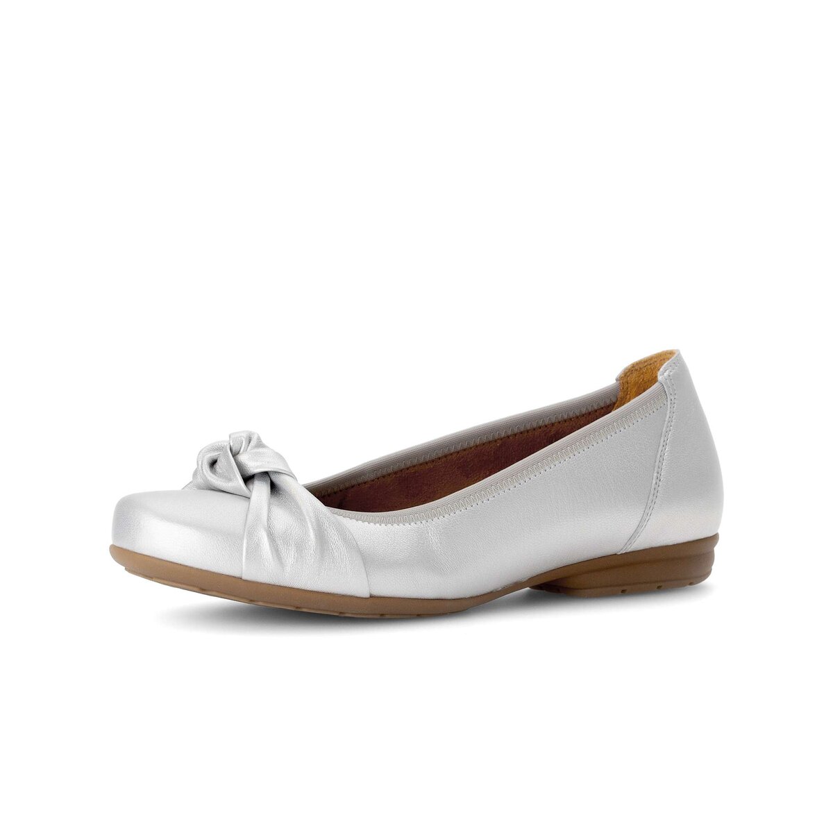 Ballerina GABOR "Sportliche Ballerina Effektleder", Damen, Gr. 39, silber, Schuhe Ballerina