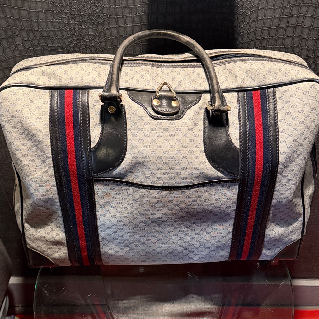 Gucci Bags | Vintage Gucci Gg Garment Bag Complete With Zip In Jewelry Bag | Color: Blue/Gray | Size: Os