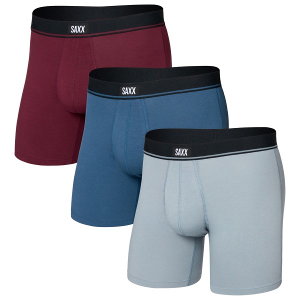 Saxx - Essential Cotton Boxer Brief Fly 3-Pack - Alltagsunterwäsche Gr L grau