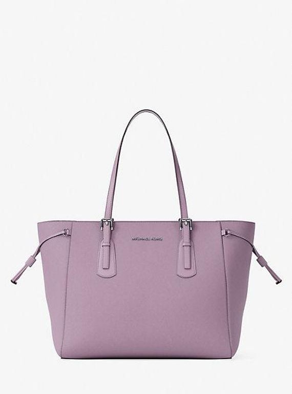 Voyager Large Saffiano Leather Tote Bag - Purple - Michael Kors Totes