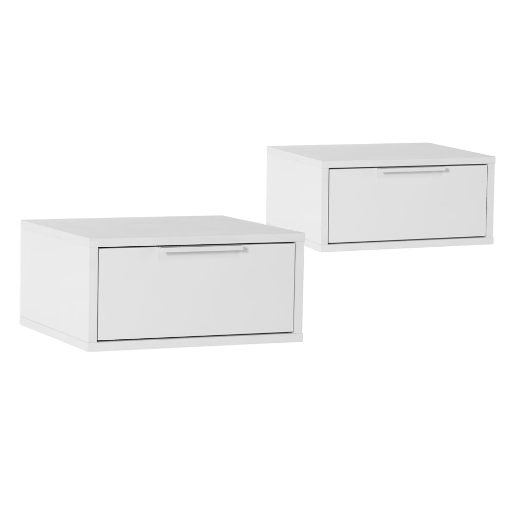 Set di 2 comodini sospesi 1 cassetto colore bianco