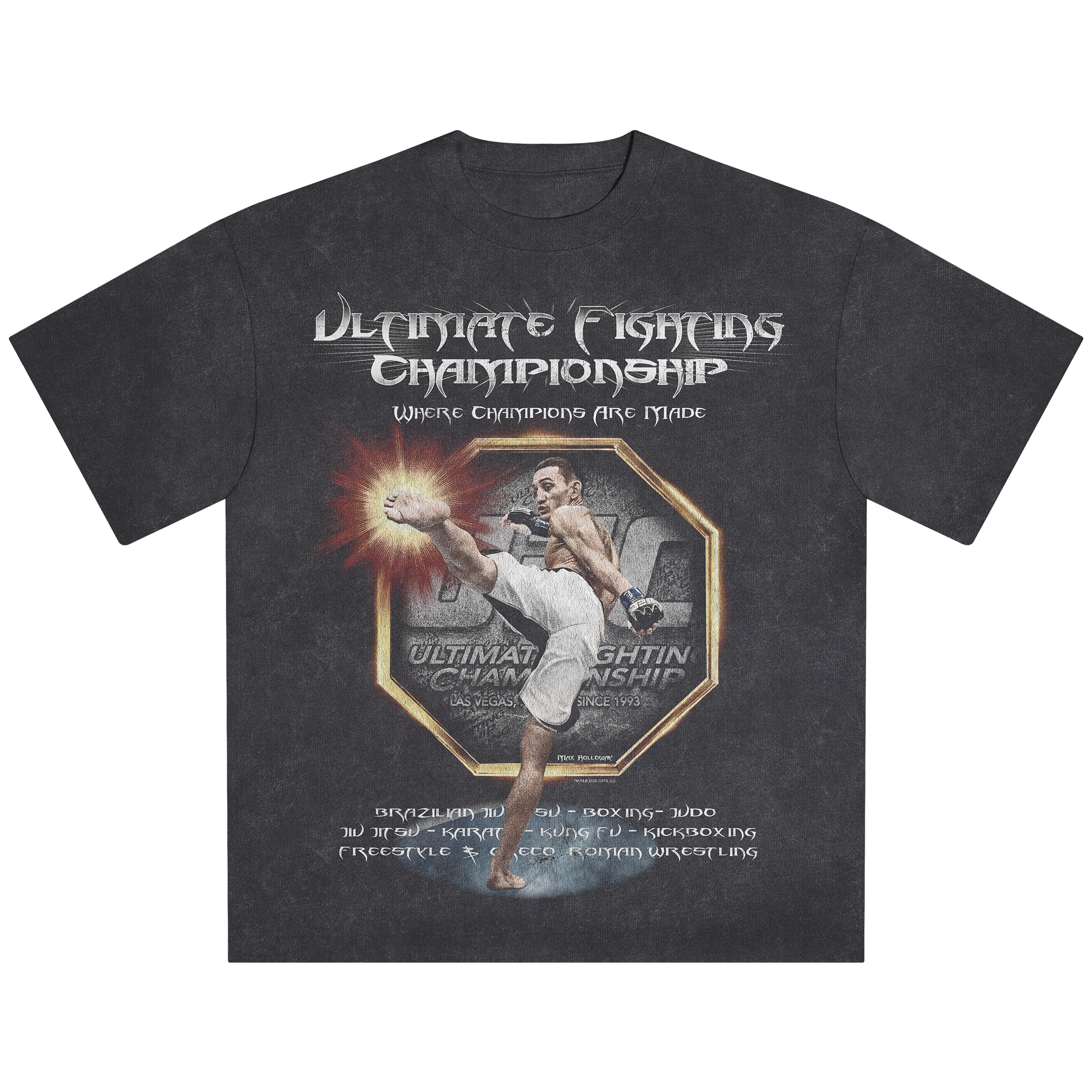 Herren-T-Shirt Heather Black UFC Pow Snow Wash Image