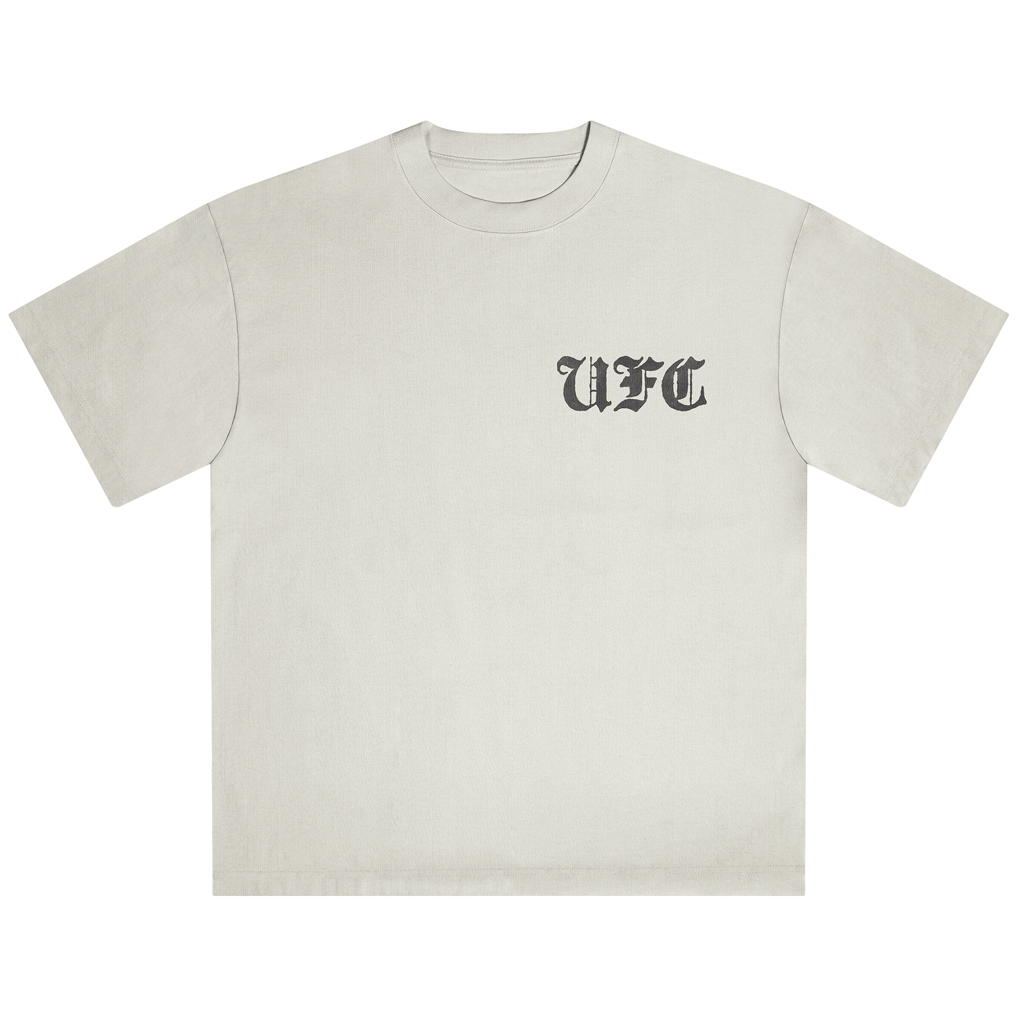 UFC-T-Shirt für Herren in Creme mit Aufdruck „Leidenschaft und Entschlossenheit“. Image