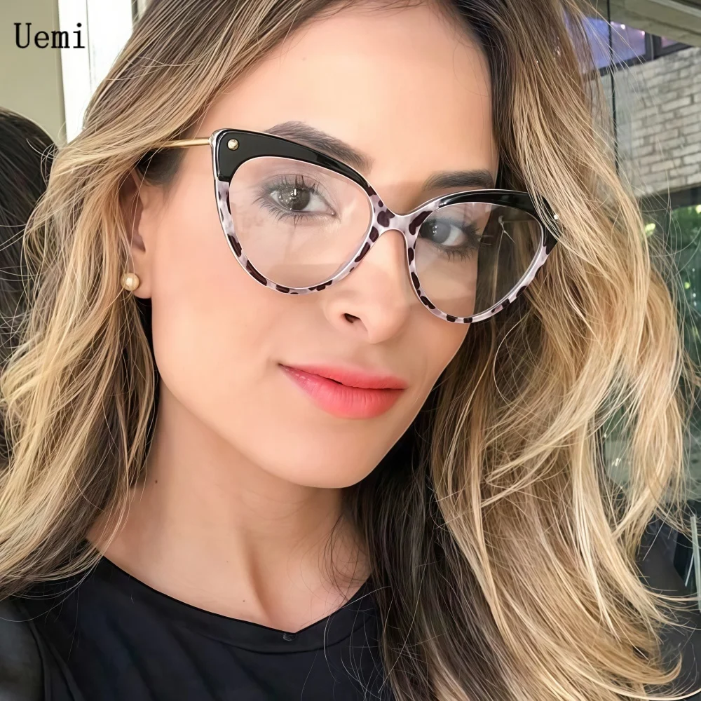 Retro-Katzenaugenbrille mit Blaulichtfilter für Damen, modischer Campus-Stil, klare Gläser, Computerbrillenfassungen Image