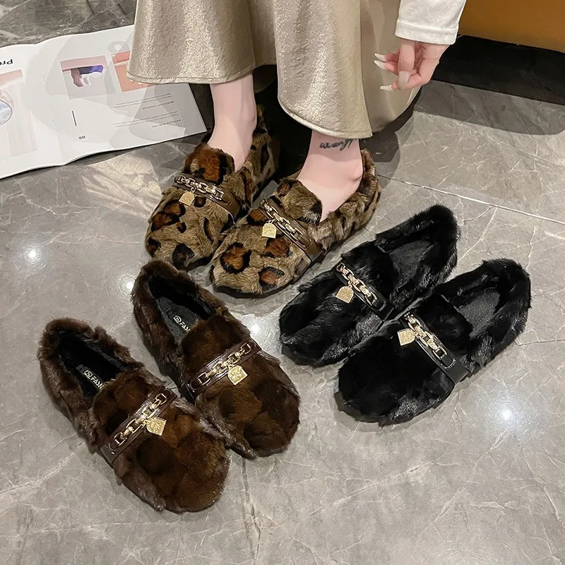 2025, trendige, mit Fleece gefütterte Baumwollschuhe für Damen im Winter, zierlicher Innenabsatz, erhöht runde Zehen, warm für Oberbekleidung, Damenschuhe Image