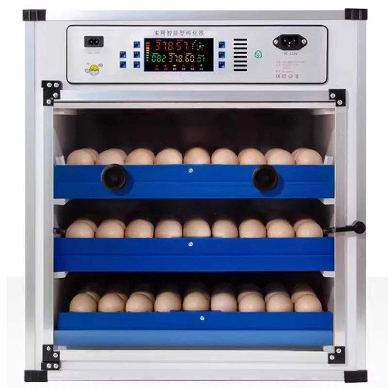 Vollautomatischer Eierbrutkasten, 204 Eier, 220 V/12 V PVC-Brutschrank, automatische Temperatur- und Luftfeuchtigkeitsanzeige/Eierdrehung. Image